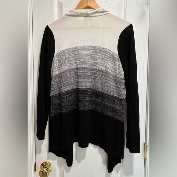 Chico’s Travelers Open Front Jacket Cardigan Size 2 M/12 Black Gray Cream - Picture 3 of 6